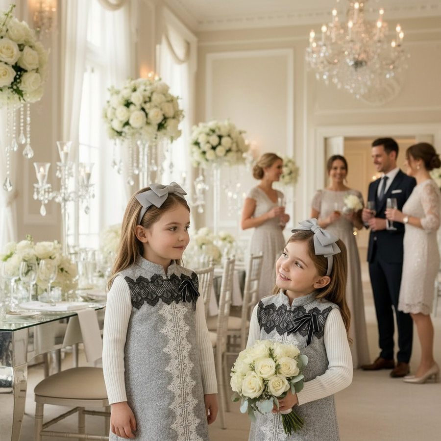 Girls Wool Blend A-Line Dress – Sleeveless Vintage Princess Party & Flower Girl Dress for Autumn & Winter (Ages 2–8)