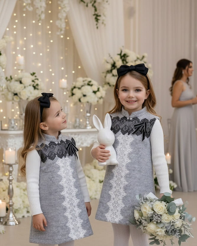 Girls Wool Blend A-Line Dress – Sleeveless Vintage Princess Party & Flower Girl Dress for Autumn & Winter (Ages 2–8)