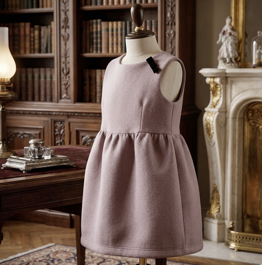 Girls Vintage Wool Vest Dress (2–10 Years) | Minimalist Flower Girl Baby Doll Mini Dress