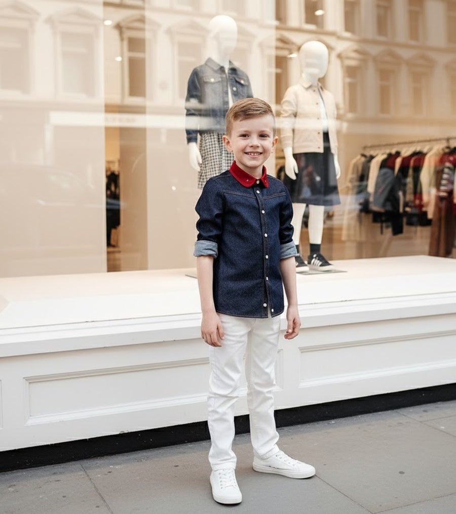 Boys Long Sleeve Cotton Shirt  Casual & Comfortable Top for Kids Ages 6–12Y gift