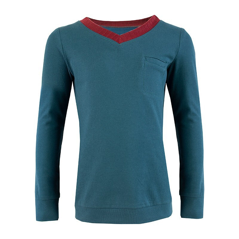 Boys' V-Neck long sleeves T-Shirt Soft Stretchy Casual Comfy Top easy match XMAS