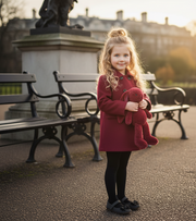 Girls Cashmere autumn Coat Baby Doll Style 2-3-4-5Years old Wine Red toddler