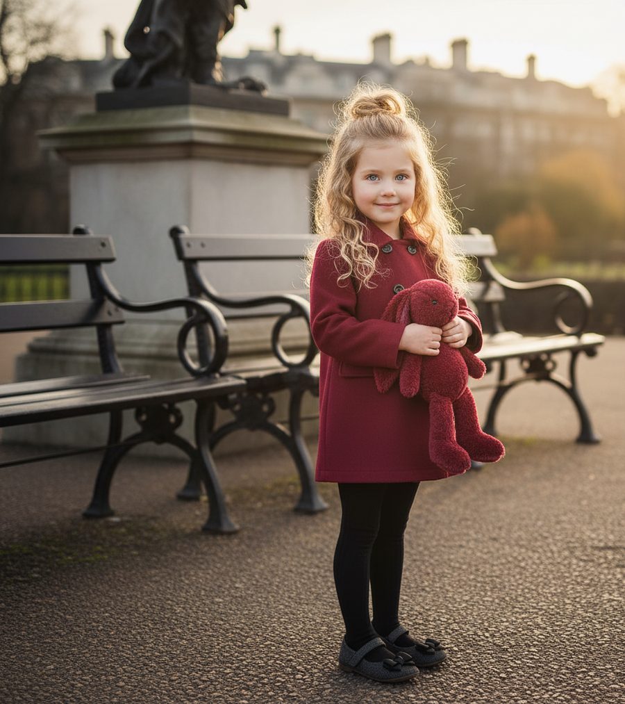 Girls Cashmere autumn Coat Baby Doll Style 2-3-4-5Years old Wine Red toddler