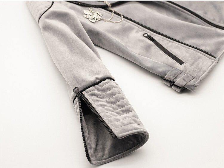 Boys' Velvet Jacket 3-9Y  Light Grey & Green Stylish Fall/Winter Casual top kids