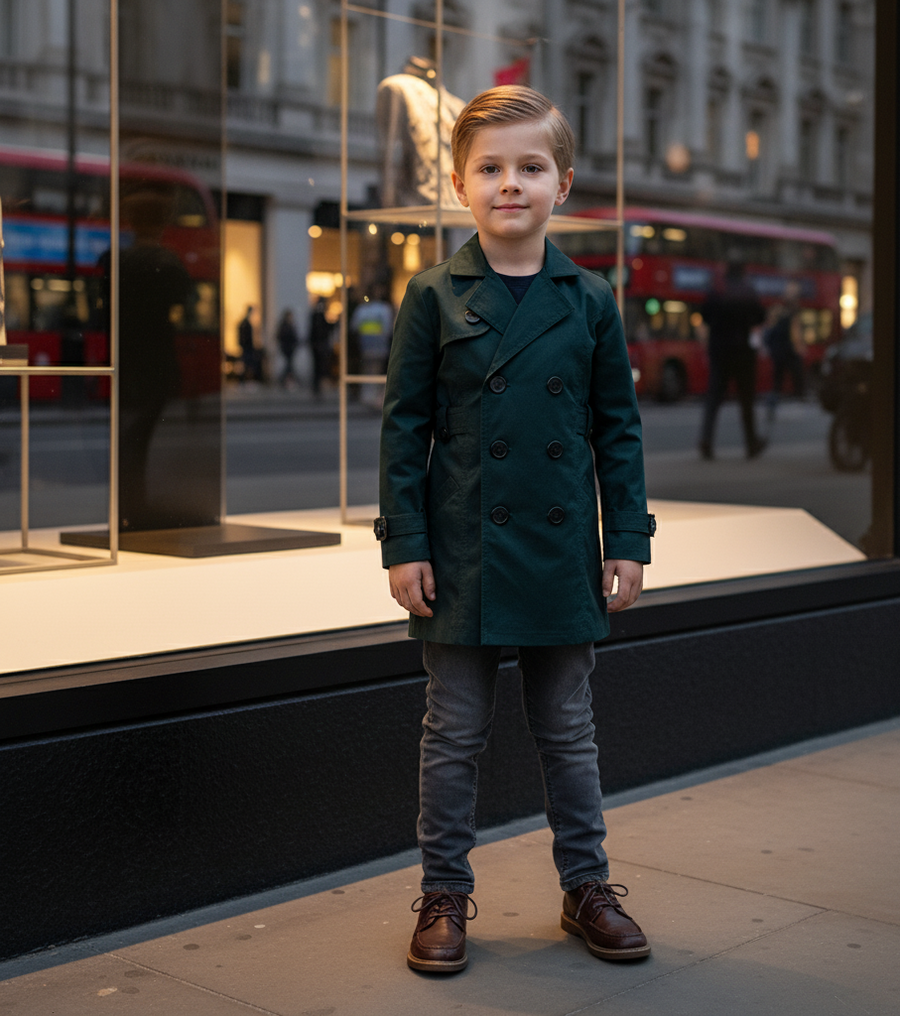 Kids Double Breasted Trench Coat  Cotton autumn jacket for Boys/Girls (4–9 YRS)