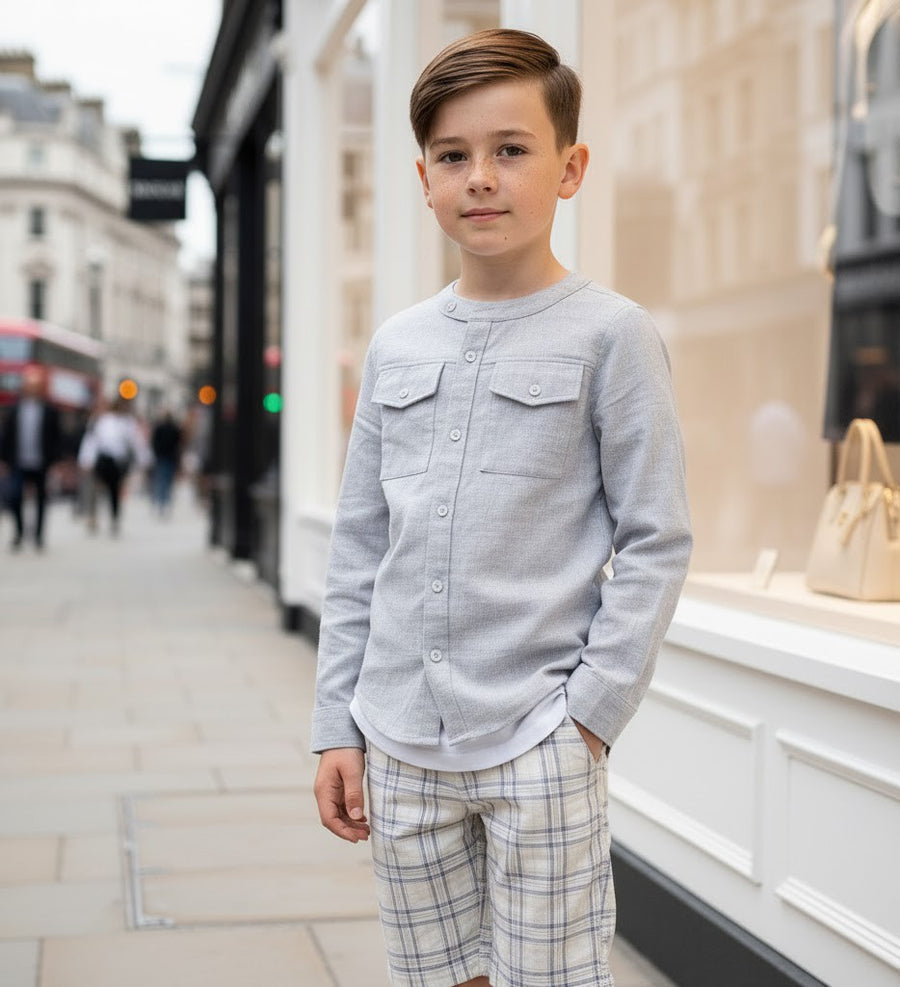 Boys Linen Cotton Long Sleeve Shirt Casual & Versatile Top for Ages 4-14 Years