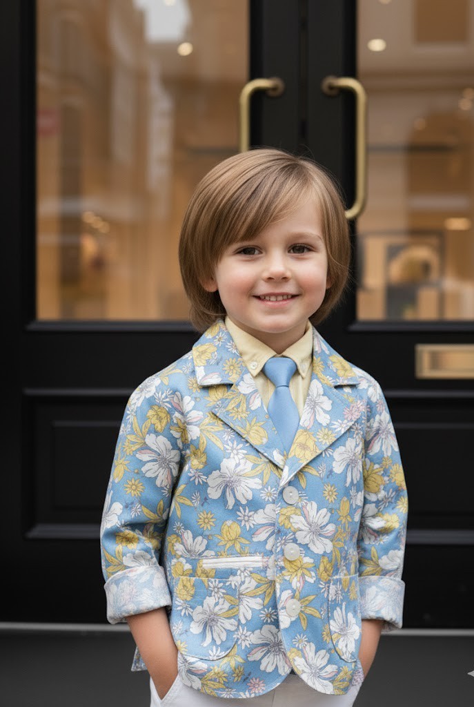 Boys Floral Blazer 3-4Y Premium Cotton Artsy Print Casual Jacket christmas gift