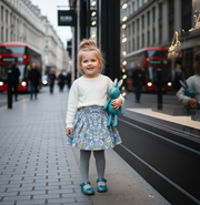 Girls Blue Floral Cotton Skirt beautiful Flared Skirt all season 3-4-5Y toddler