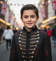 Boy's Embroidered Satin Tuxedo Blazer  4-14Y Slim Fit festival party Jacket kids