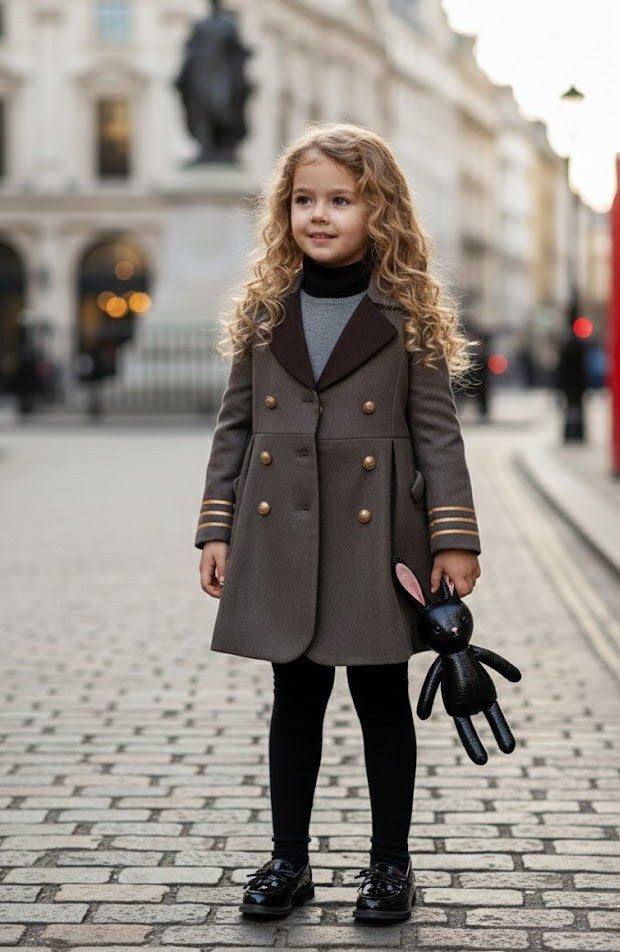 Girls autumn/winter coat 4-5Y beautiful Brown Wool Blend Overcoat vintage 2025