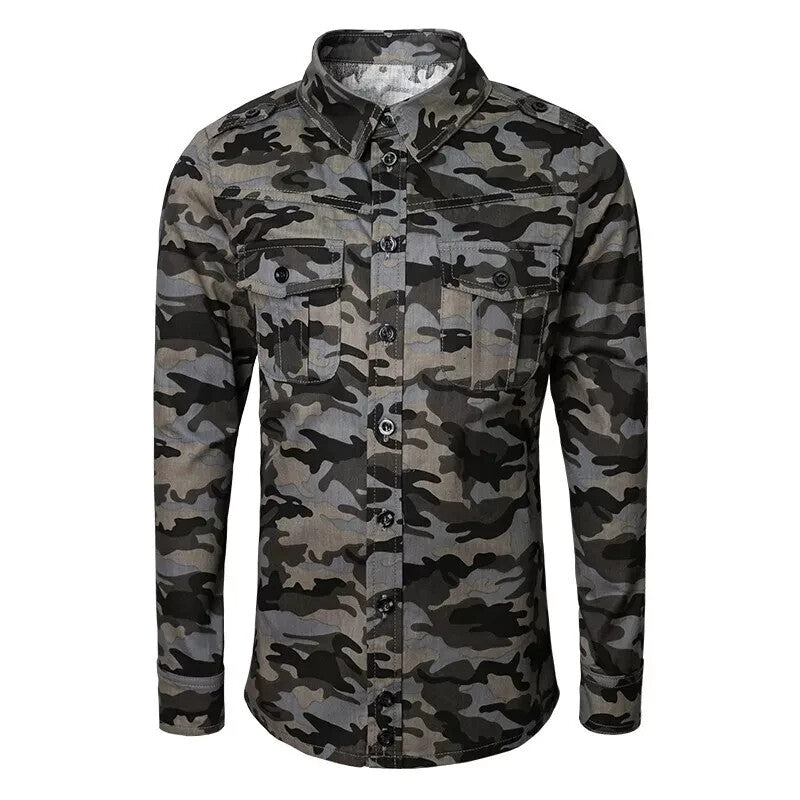 Boys Smart Casual Shirt Military Design Cotton Long Sleeve Top Ages 4-9Y School