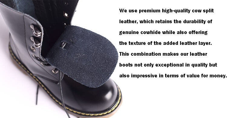 Kids Black Matte Leather Boots great gift winter Premium Cowhide Xmas shoes