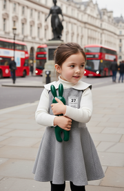 Girls Woolen Sleeveless Sporty Dress for winter/autumn Grey Velvet Ages 3-10