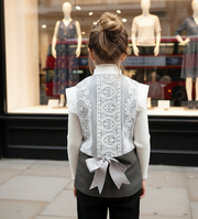 Girls Vintage Lace Vest Sleeveless long Cardigan 3-12Y holiday top all seasons