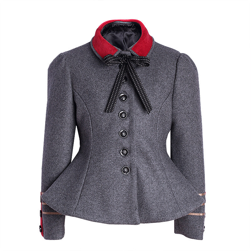 Girls black top  Velvet  2-3-4-5Y autumn Grey Wool Blend Trim Short Jacket 2025