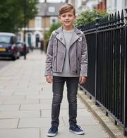 Boys' Velvet Jacket 3-9Y  Light Grey & Green Stylish Fall/Winter Casual top kids