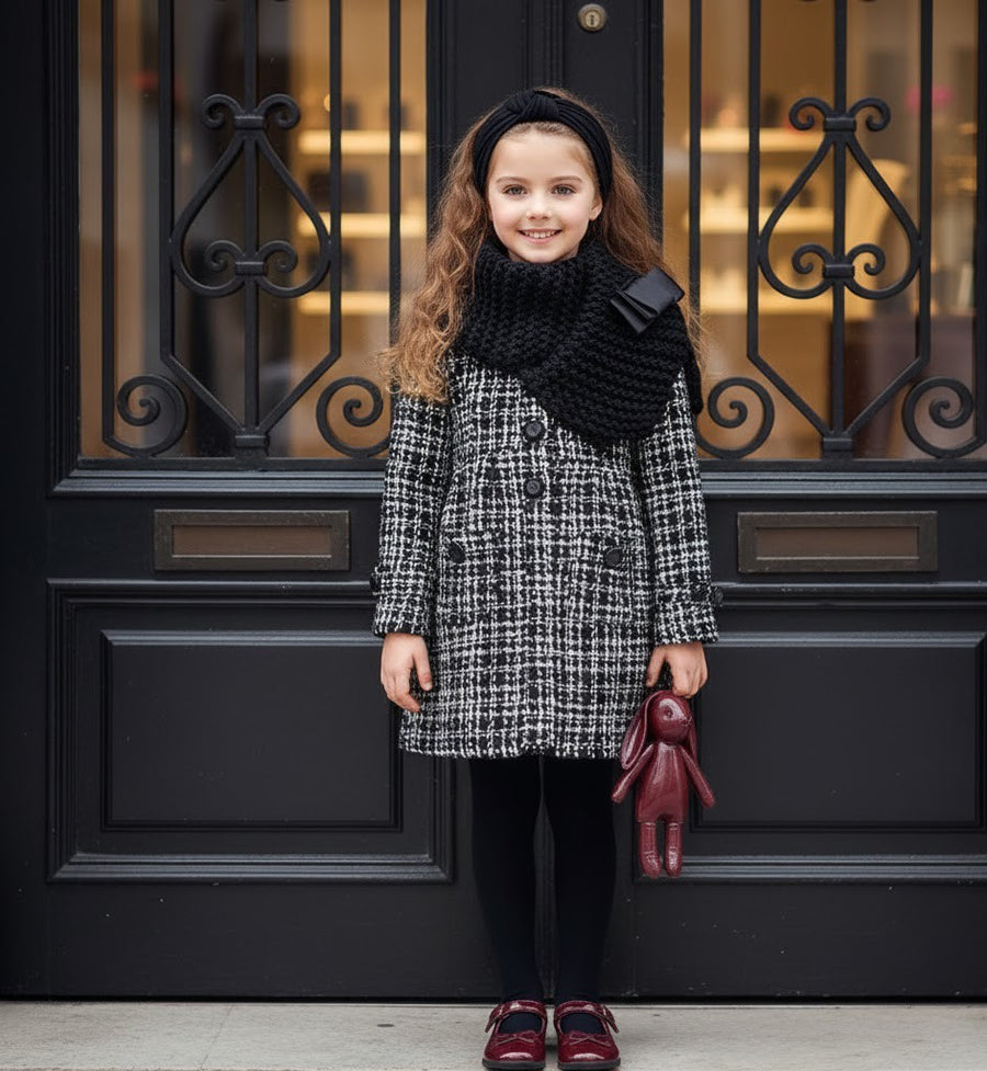 Girls Red Cashmere Long Coat /black wool coat – Elegant autumn Wear (3-5 Years)