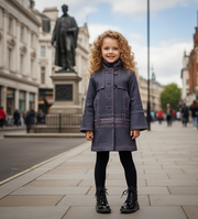 Girls High-Neck Autumn Winter Coat Two Fabric Options Ages 3-10Y clearance sale