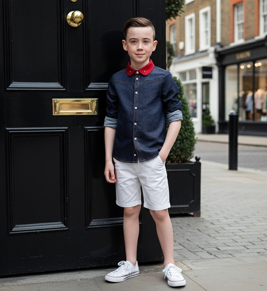 Boys Long Sleeve Cotton Shirt  Casual & Comfortable Top for Kids Ages 6–12Y gift