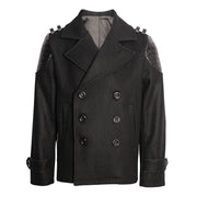 Boys Winter short black Cashmere Coat 3-7Y Double Breasted Warm Jacket 2025