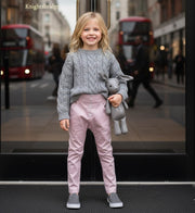 Girls pink & white trousers strenching cotton  Skinny Fit Comfort trousers 9-14Y