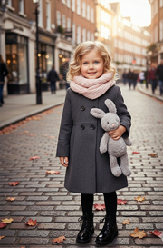 Girls Vintage Wool Winter Coat autumn 3-4-5-6-7-8-9Y  Thick Warm Long Overcoat