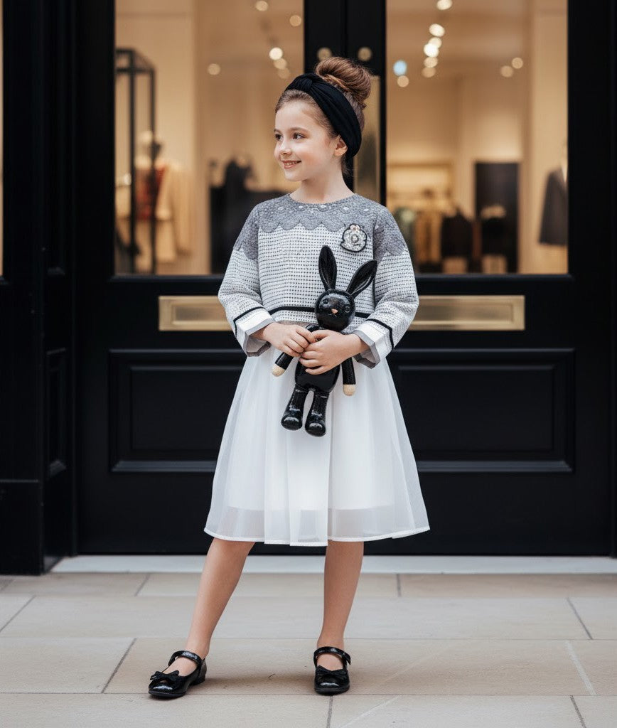 Girls Fashion Two-Piece Outfit – Loose Fit Top & Dress Set great bargin autumn