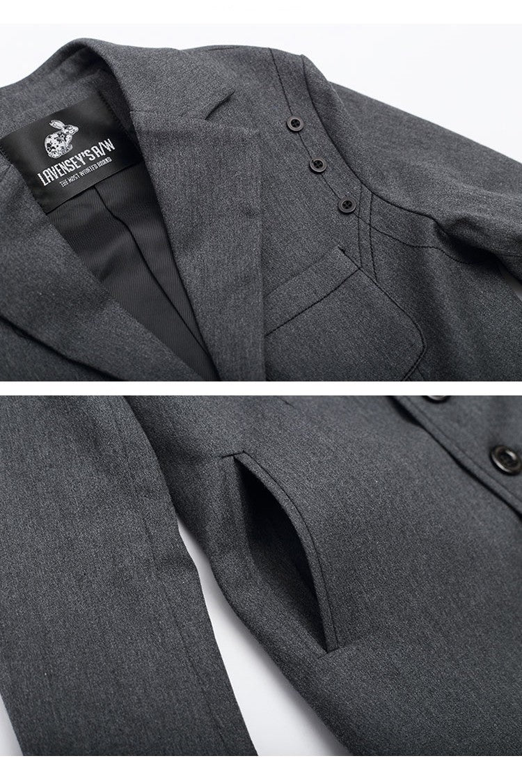 Boys 3-4-5-6-7-8-9-10-11-12 Y Dark Grey Blazer Long Sleeve Formal Uniform vintag