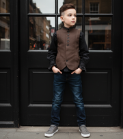 Boys Vintage  Waistcoat top 3–9Y  Sleeveless Velvet Cotton Uniform Vest for Kids