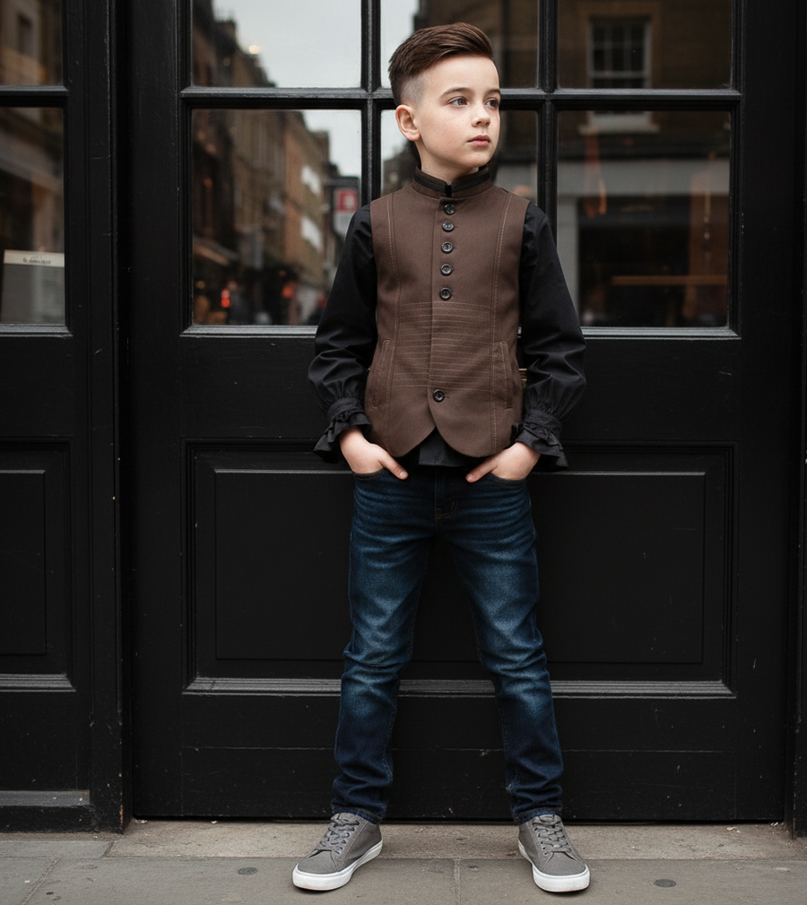 Boys Vintage  Waistcoat top 3–9Y  Sleeveless Velvet Cotton Uniform Vest for Kids