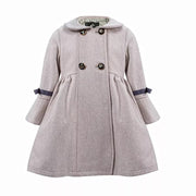 Girls Vintage winter Coat 4-5Y A-Line Princess dress coat with floral lace Wool