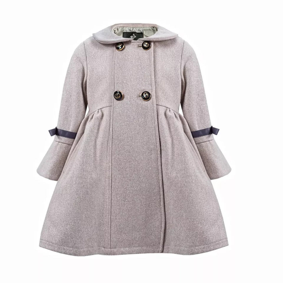 Girls Vintage winter Coat 4-5Y A-Line Princess dress coat with floral lace Wool