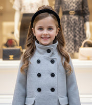 Girls Woolen Coat 2-3-4-5Y 2025 Vintage princess Doll-Style Jacket grey outwear