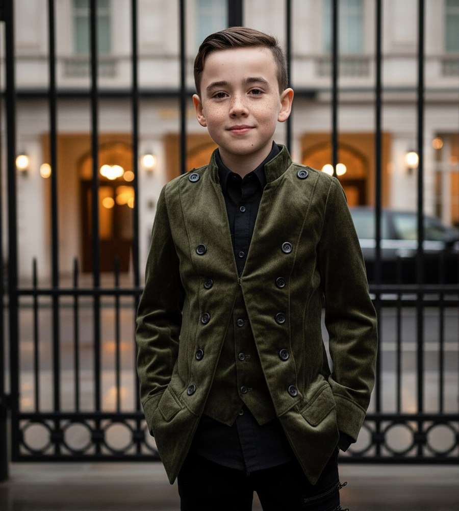 Boys Slim Fit Velvet Blazer 3-14Y False Two-Piece party Dinner Jacket Party Suit