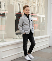 Boys Grey Formal Blazer Elegant V-Neck Casual Suit Jacket for Ages 3-9 Ys xmas