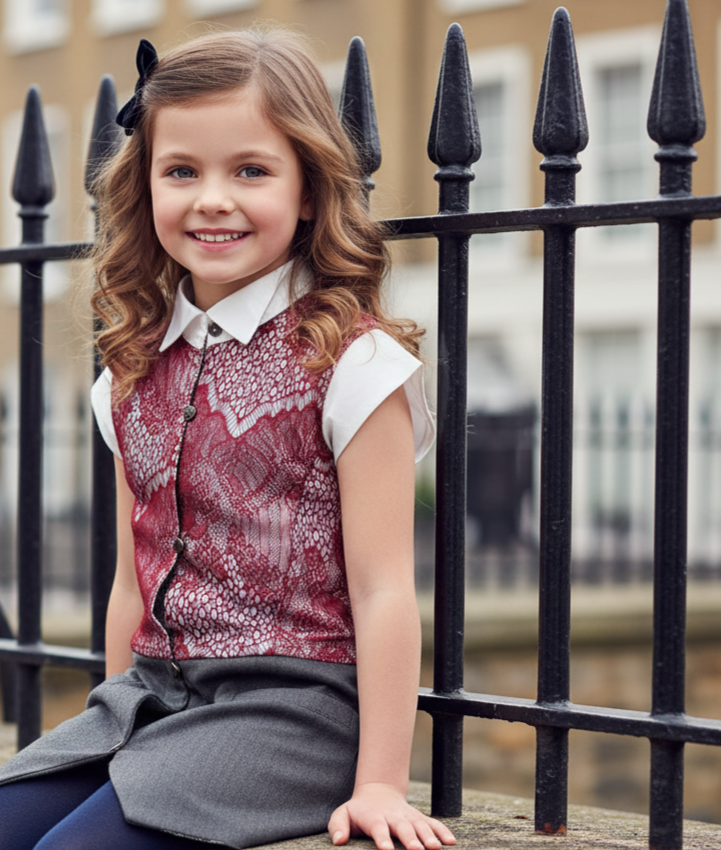 Girls Vintage Lace Vest Sleeveless long Cardigan 3-12Y holiday top all seasons