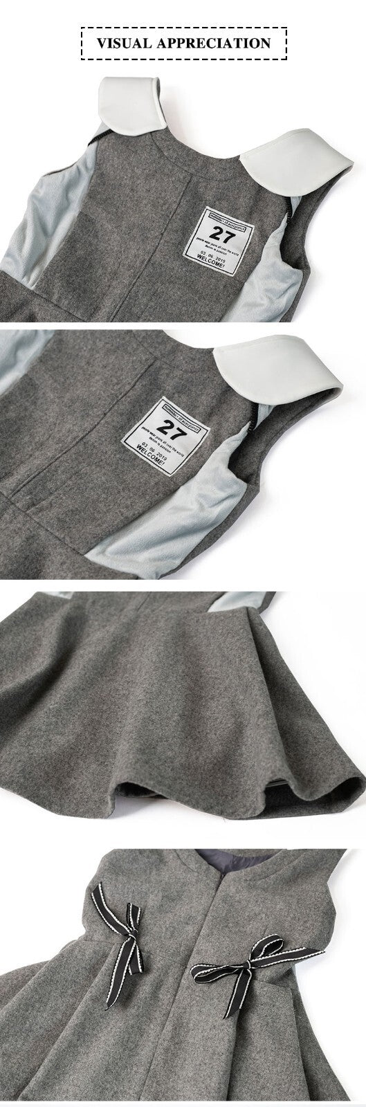 Girls Woolen Sleeveless Sporty Dress for winter/autumn Grey Velvet Ages 3-10