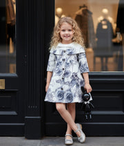 Girls princess Party Dress Off Shoulder 1–7Y grey Floral Outfit beautiful gift