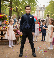 Boys Navy Velvet Tuxedo Blazer 3-4-5-6-7Y  Slim Fit Elegant Party holiday Jacket