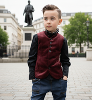 Boys Vintage  Waistcoat top 3–9Y  Sleeveless Velvet Cotton Uniform Vest for Kids