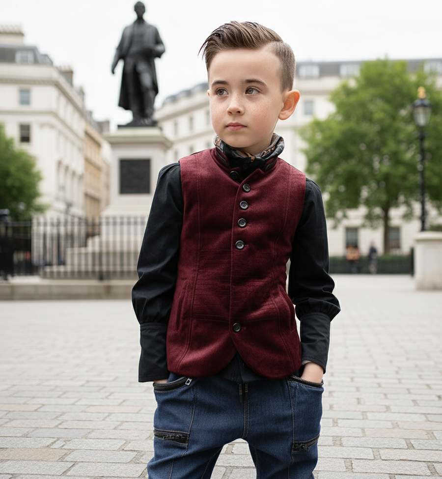 Boys Vintage  Waistcoat top 3–9Y  Sleeveless Velvet Cotton Uniform Vest for Kids