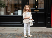 Girls Cream Cotton Blazer Short Casual Jacket top for all seasons kids top 6–12Y