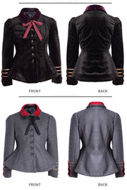 Girls black top  Velvet  2-3-4-5Y autumn Grey Wool Blend Trim Short Jacket 2025