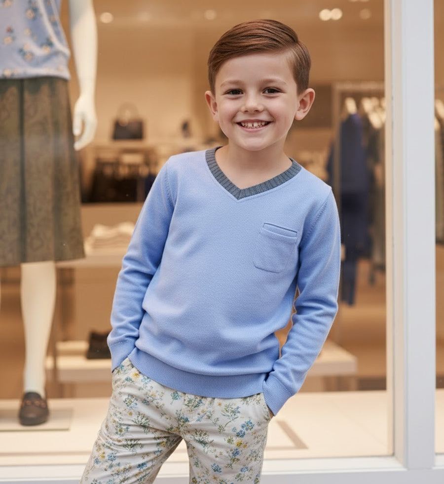 Boys' V-Neck long sleeves T-Shirt Soft Stretchy Casual Comfy Top easy match XMAS