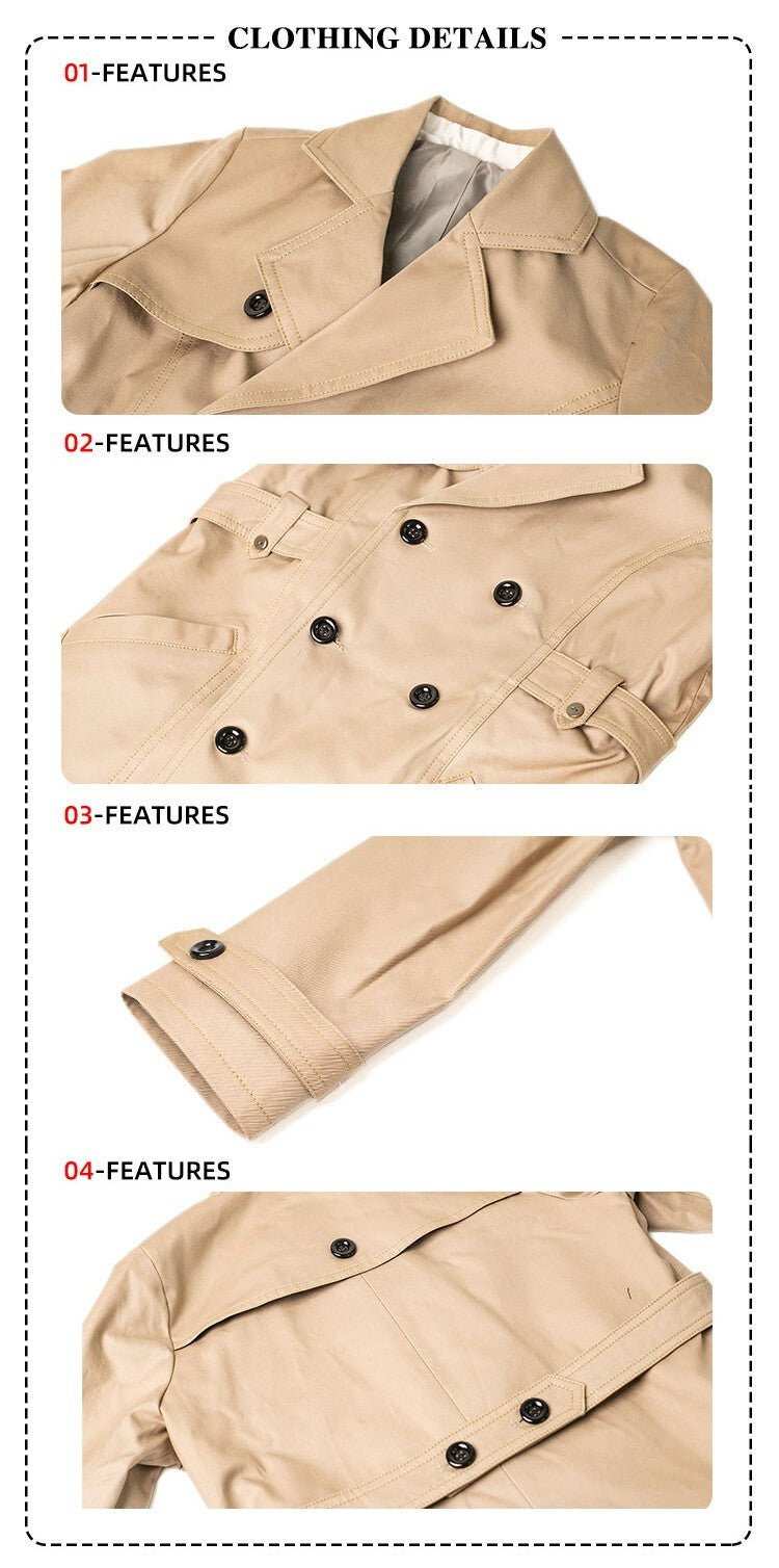 Kids Double Breasted Trench Coat  Cotton autumn jacket for Boys/Girls (4–9 YRS)