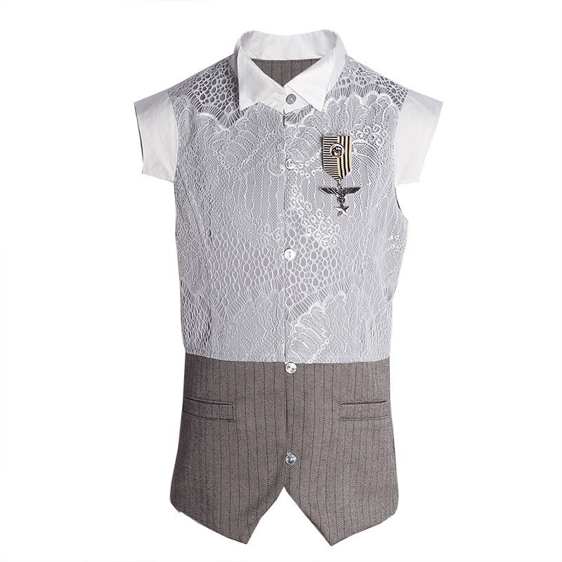 Girls Vintage Lace Vest Sleeveless long Cardigan 3-12Y holiday top all seasons