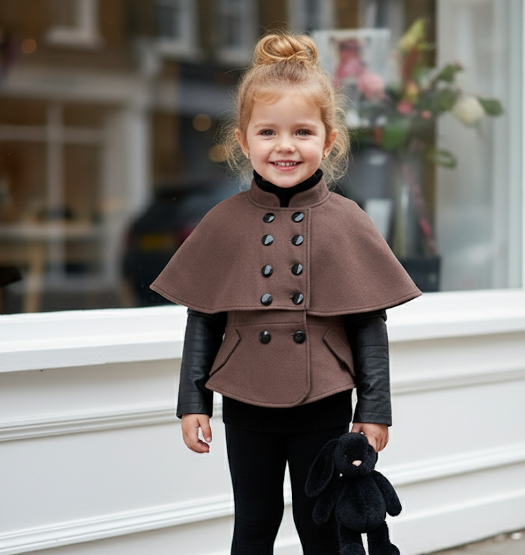Girls winter/autumn Black Wool Cape Coat 3-4Y Cute Baby Doll Style warm top