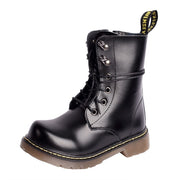 Kids Black Matte Leather Boots great gift winter Premium Cowhide Xmas shoes