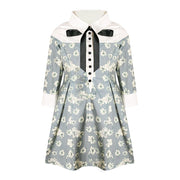 Vintage Floral Patchwork Doll Collar Dress girls 3-7Y  Elegant A-line Mid-Sleeve