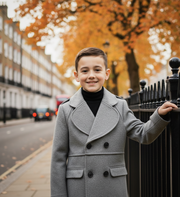 boys Winter Wool Coat 3-12Y long  Double Breasted Military Style Warm 2025 new